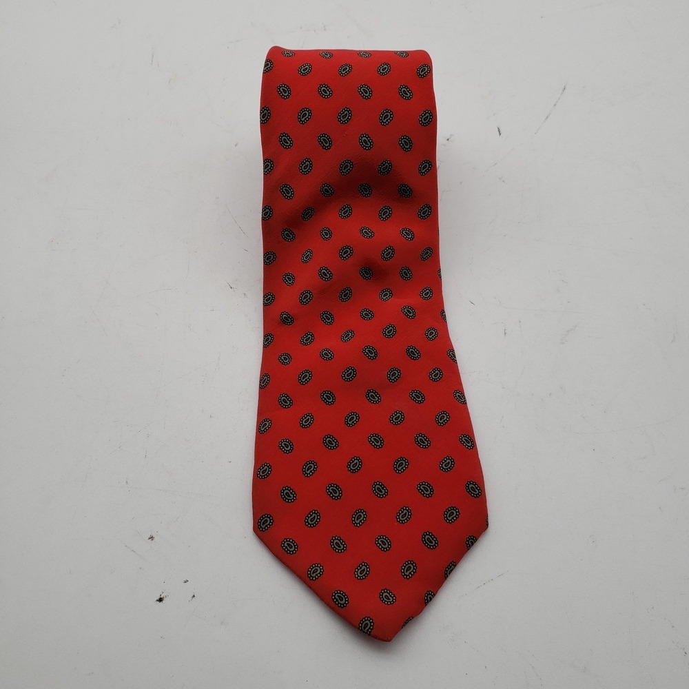 Cerruti 1881 Tie Mens One Size Red Geometric 100% Silk Classic Made In Italy